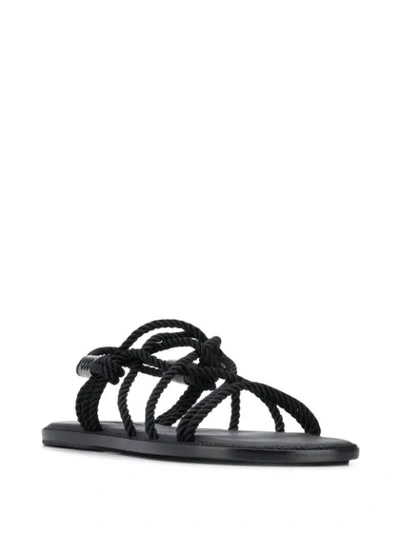 Shop Ann Demeulemeester Rope Strap Flat Sandals In Black