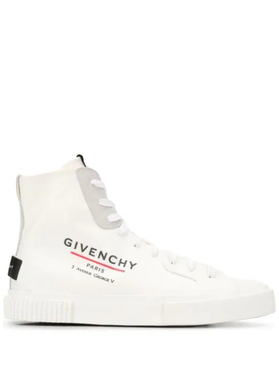 Shop Givenchy Logo Print High-top Sneakers In White