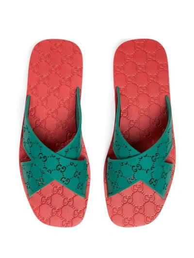 Shop Gucci Gg Slide Sandals In Green