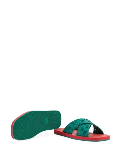 Shop Gucci Gg Slide Sandals In Green