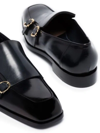 Shop Santoni Double-strap Leather Monk Shoes In Black
