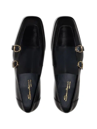 Shop Santoni Double-strap Leather Monk Shoes In Black