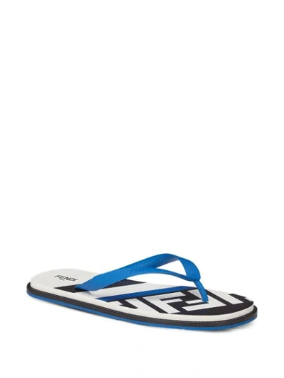 Shop Fendi Logo-print Flip-flops In Blue