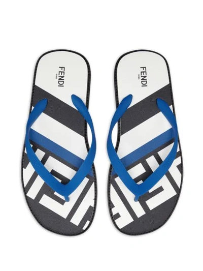 Shop Fendi Logo-print Flip-flops In Blue