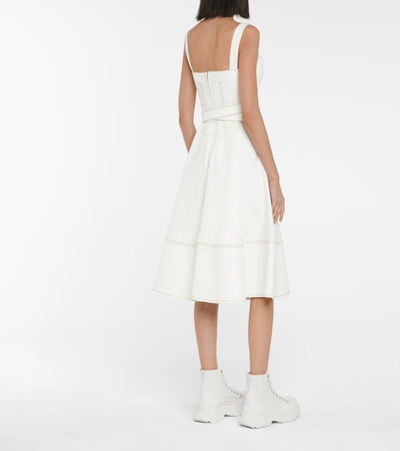 Shop Alexander Mcqueen Denim Midi Dress In White