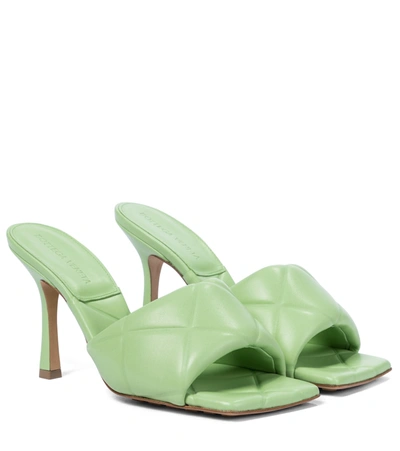 Shop Bottega Veneta Rubber Lido Leather Sandals In Green