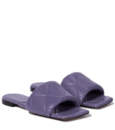 Shop Bottega Veneta Rubber Lido Leather Sandals In Purple
