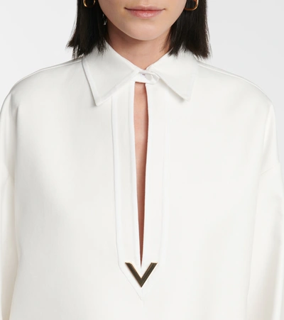 Shop Valentino Vgold Cotton-blend Gabardine Top In White
