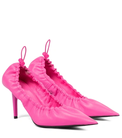 Shop Balenciaga Scrunch Knife Leather Pumps In Pink