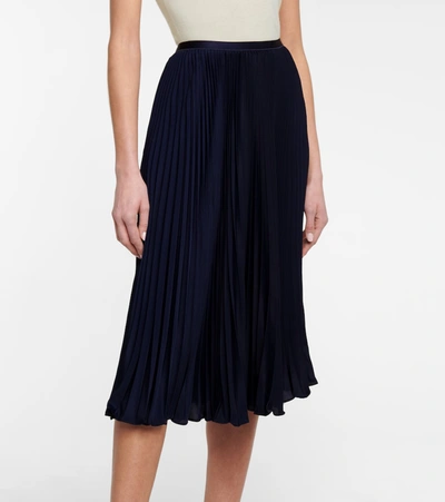 Shop Polo Ralph Lauren High-rise Pleated Midi Skirt In Blue