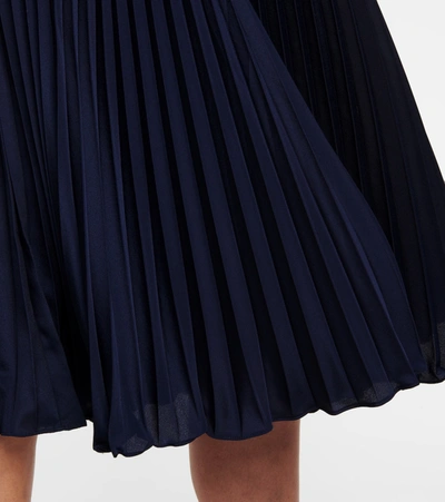 Shop Polo Ralph Lauren High-rise Pleated Midi Skirt In Blue