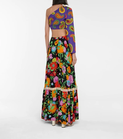 Shop Gucci X Ken Scott Floral Maxi Skirt In Black