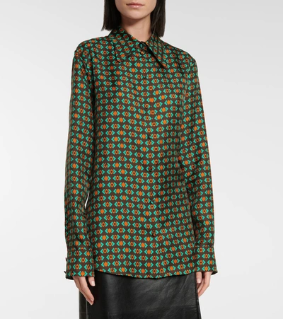 Shop Gucci Printed Silk-faille Shirt In Brown
