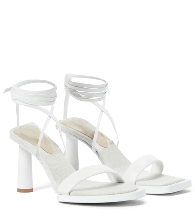 Shop Jacquemus Les Carrés Ronds Leather Sandals In White