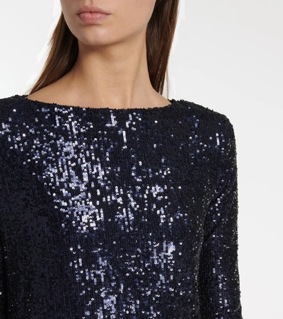 Shop Saint Laurent Sequined Minidress In Blue