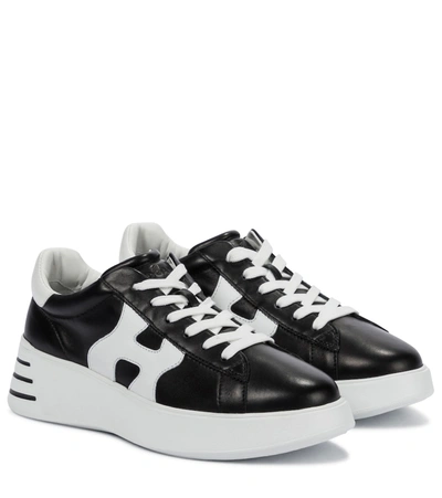 Shop Hogan Rebel H564 Leather Sneakers In Black