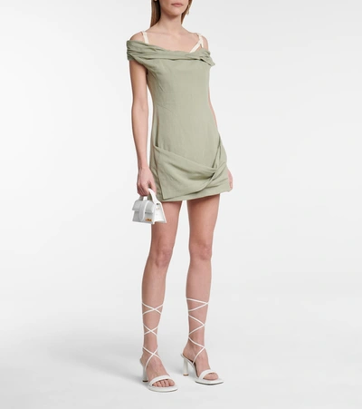 Shop Jacquemus La Robe Foglio Linen-blend Minidress In Green