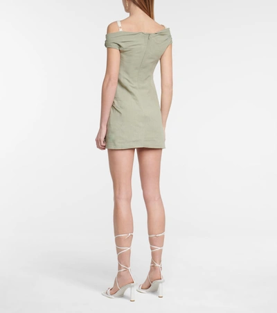 Shop Jacquemus La Robe Foglio Linen-blend Minidress In Green