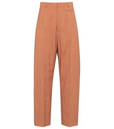 Shop Jacquemus Le Pantalon Santon High-rise Wide-leg Pants In Orange