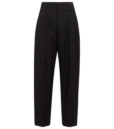 Shop Jacquemus Le Pantalon Sauge High-rise Wide-leg Pants In Black