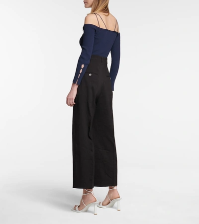 Shop Jacquemus Le Pantalon Sauge High-rise Wide-leg Pants In Black