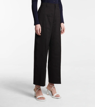 Shop Jacquemus Le Pantalon Sauge High-rise Wide-leg Pants In Black