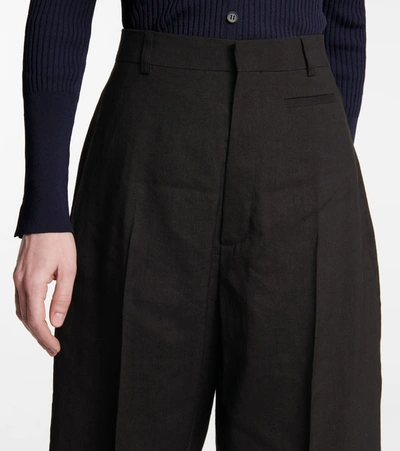 Shop Jacquemus Le Pantalon Sauge High-rise Wide-leg Pants In Black