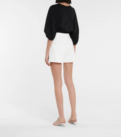 Shop Valentino High-rise Cotton-blend Shorts In White