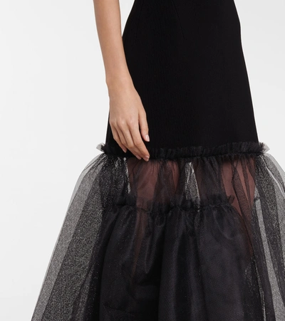 Shop Alexander Mcqueen Tulle-trimmed Maxi Dress In Black