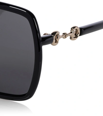 Shop Gucci Horsebit Oversized Sunglasses In Black