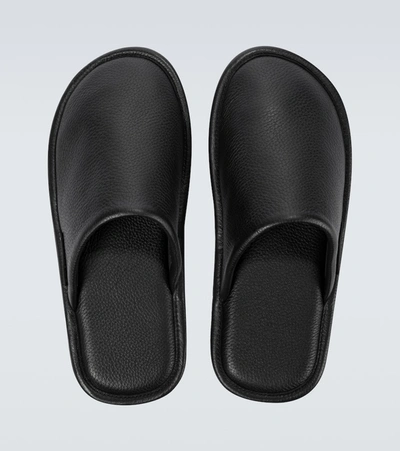 Shop Balenciaga Leather Slippers In Black