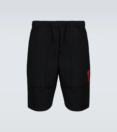 Shop Ami Alexandre Mattiussi Ami De Coeur Cotton Shorts In Black