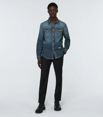 Shop Givenchy Denim Shirt In Blue