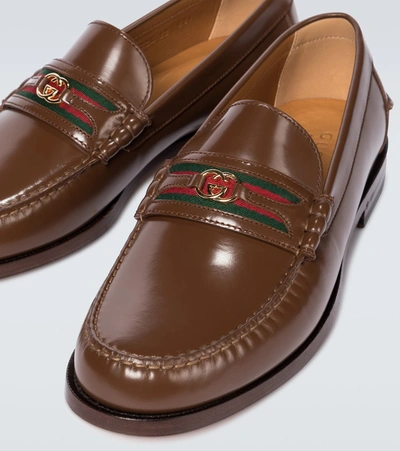 Shop Gucci Loafers With Interlocking G In Brown