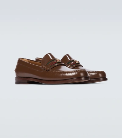 Shop Gucci Loafers With Interlocking G In Brown