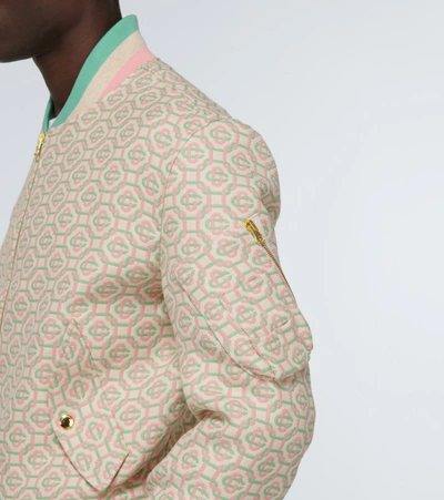 Shop Casablanca Wool Monogrammed Bomber Jacket In Multicoloured