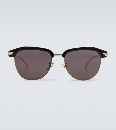 Shop Bottega Veneta Square-frame Metal Sunglasses In Black