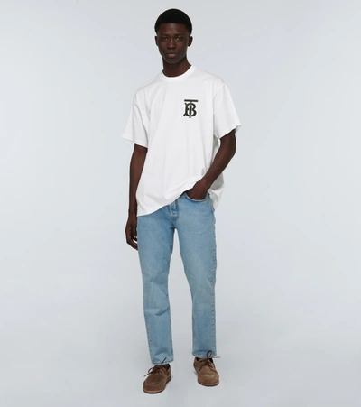 Shop Burberry Emerson Monogrammed Cotton T-shirt In White