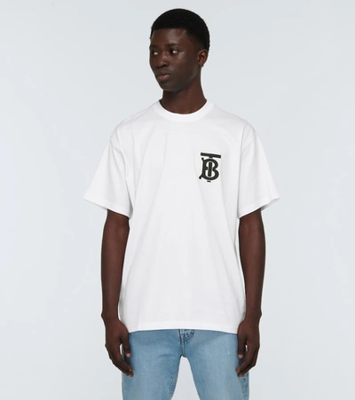 Shop Burberry Emerson Monogrammed Cotton T-shirt In White