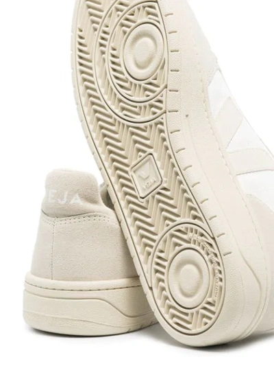 Veja V-10 Rubber-trimmed Suede And B-mesh Sneakers In White