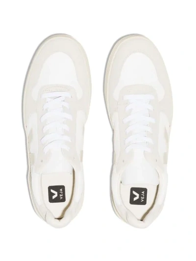 Shop Veja V-10 Panelled Sneakers In White