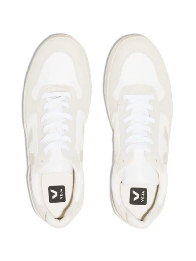 Veja V-10 Rubber-trimmed Suede And B-mesh Sneakers In White