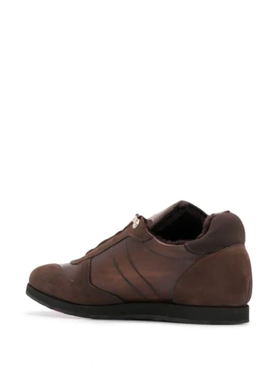Shop Kiton Leather Lace Up Trainers In Brown