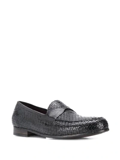 Shop Lidfort Woven Loafers In Black