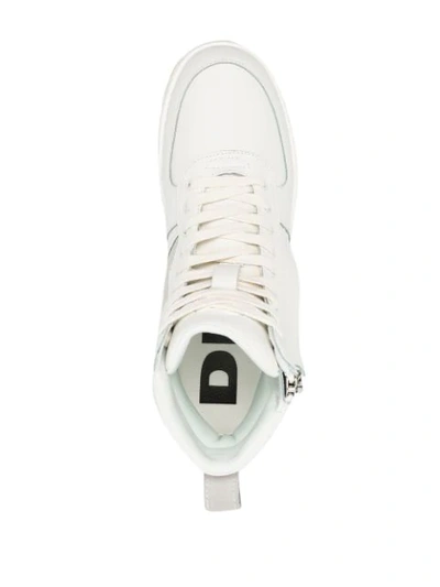 Shop Diesel Panelled High-top Sneakers In White