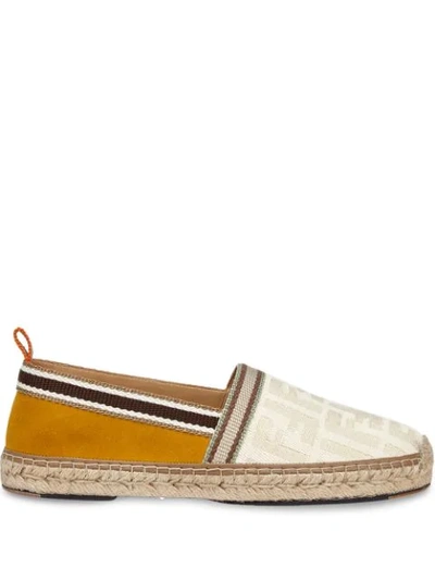 Shop Fendi Ff Jacquard Motif Espadrilles In White