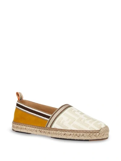 Shop Fendi Ff Jacquard Motif Espadrilles In White