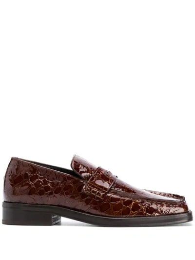 Shop Martine Rose Roxy Croc Effect Loafers In Brown