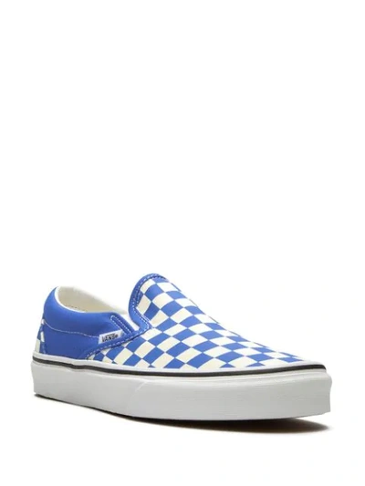 Shop Vans Checkerboard Classic Slip-on Sneakers In Blue