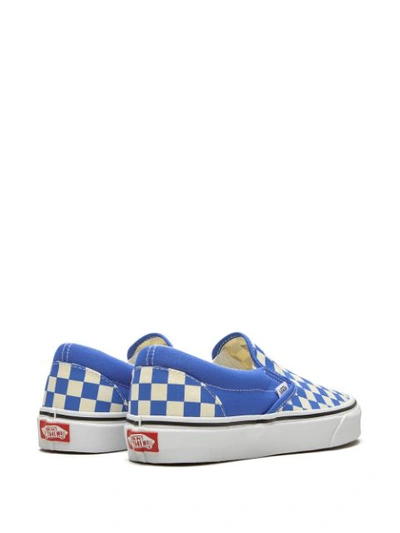 Shop Vans Checkerboard Classic Slip-on Sneakers In Blue